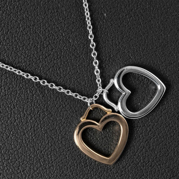 TIFFANY&Co. Double Sentimental Heart Necklace Silver 925 K18PG Pink Gold