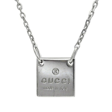 Gucci Trademark Necklace Silver 223514 Ag 925 GUCCI Square Plate Pendant Women's Men's