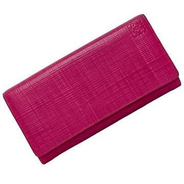 LOEWE folio long wallet pink gold linen leather  flap ladies