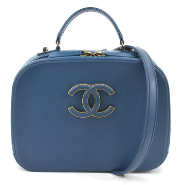 CHANEL Handbag Crossbody Shoulder Bag Leather/Metal Dark Blue/Gold Women's