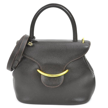 DELVAUX handbag shoulder bag Baltimore leather dark brown ladies