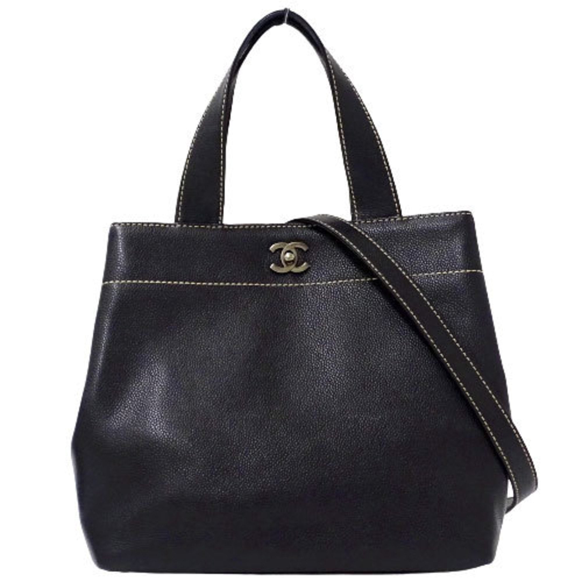Chanel bag Lady's handbag shoulder 2way caviar skin black