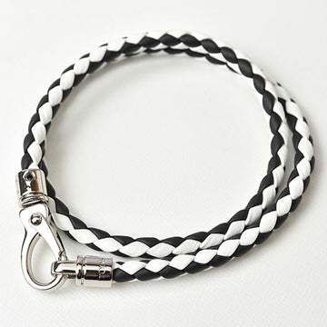TOD'S Bracelet Bangle 2 Strands Intrecciato  Men's Line Leather Black White