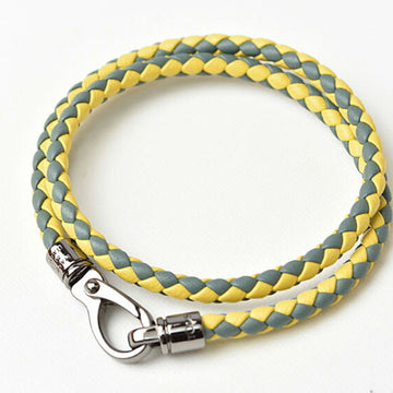 TOD'S Bracelet Bangle 2 Strands Intrecciato  Men's Line Leather Green Yellow