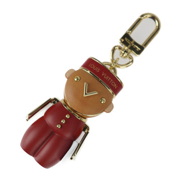 LOUIS VUITTON Bijou Sac Gaston Keychain M00346 Wood Red Series Gold Metal Fittings Bag Charm Doll Mascot Porter