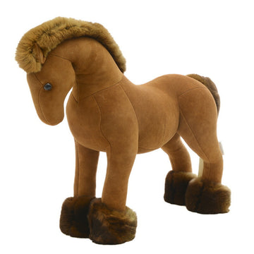 HERMES Hermie PM Horse Plush Toy Lamb Leather Ori Rag Fur Polyester Brown
