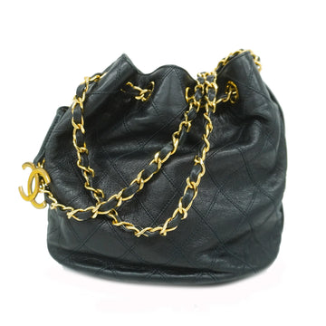 CHANELAuth  Bicolor Chain Shoulder Women's Leather Shoulder Bag Black