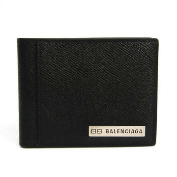 Balenciaga 490614 Unisex Leather Bill Wallet (bi-fold) Black