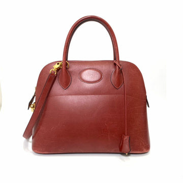 HERMES Bag Bolide 31 Bordeaux Gold Hardware Handbag Shoulder 2way Ladies Boxcalf
