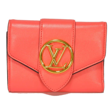 LOUIS VUITTON Trifold Wallet Portefeuille LV Pont Neuf Compact Dahlia Smooth Leather Blue Circle M69177 Women's