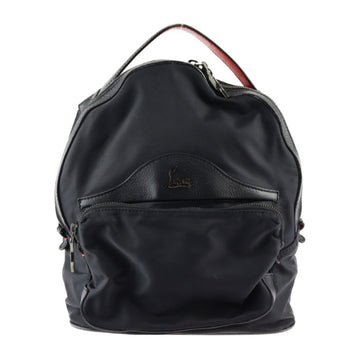 CHRISTIAN LOUBOUTIN Buckle Small Backpack/Daypack Nylon Leather Black Red Backpack Studs