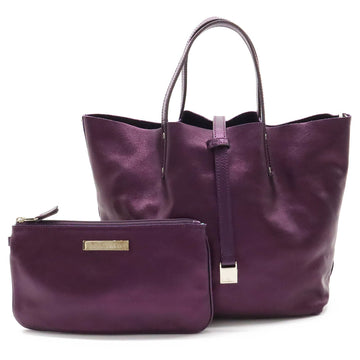 TIFFANY&Co.  Reversible Tote Bag Handbag Metallic Leather Suede Purple