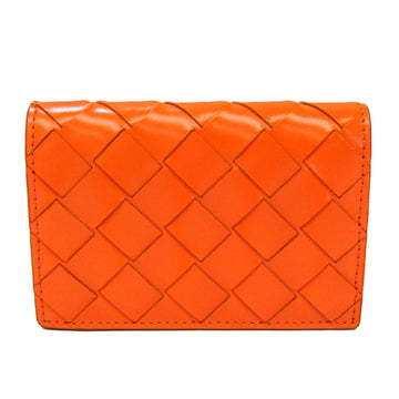 BOTTEGA VENETA Intrecciato Leather Business Card Case Orange