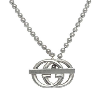 GUCCI ball chain necklace sterling silver interlocking Ag 925  GG double G bar women's men's unisex pendant