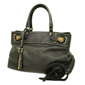SALVATORE FERRAGAMOAuth  Gancini Shoulder Bag Women's Leather Shoulder Bag Black