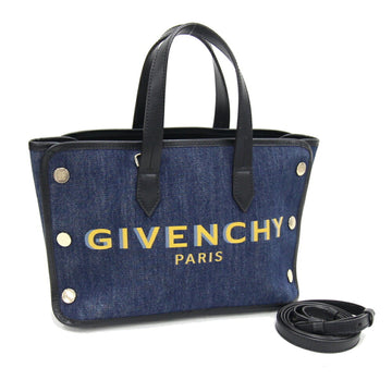 GIVENCHY Handbag Bond Shopper Tote BB50E5B10H Blue Black Leather Shoulder Bag Women's
