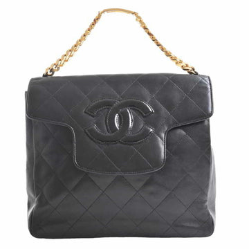 Chanel lambskin matelasse here mark chain handbag black