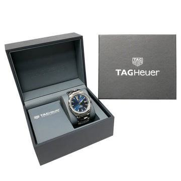 TAG HEUER Tag Link Caliber 5 watch men's self-winding fixed bezel see-through back 100m waterproof sticker logo blue dial stainless steel WBC2112.BA0603