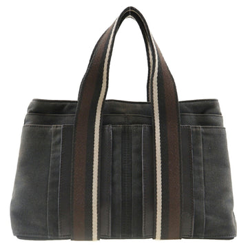 HERMES Toroca Horizontal PM Tote Bag Canvas Made in France Black Handbag Snap Button Unisex