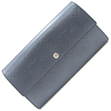 LOUIS VUITTON Bifold Long Wallet Monogram Matte Pochette Porte Monet Credit M65102 Blue Men's Women's Leather