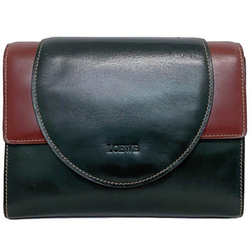 LOEWE Clutch Bag Green Red Leather Calf  Flap Ladies Adult