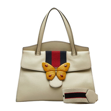 GUCCI Totem Butterfly Handbag Shoulder Bag 505344 White Leather Ladies