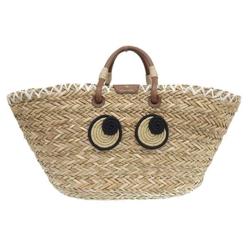 ANYA HINDMARCH Raffia Leather Basket Bag Handbag Beige