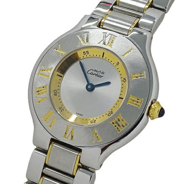 CARTIER wristwatch Boys Must 21 Vantian quartz stainless steel SS gold YG 1330 combination polished