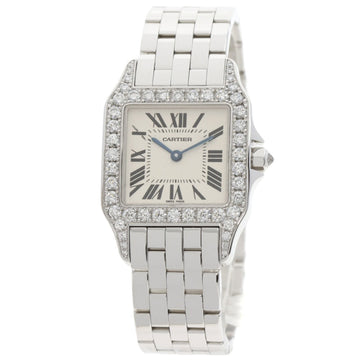 CARTIER WF9004Y8 Santos Demoiselle LM Bezel Diamond Watch K18 White Gold K18WG Women's
