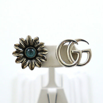 GUCCI Double G Flower Stud Earrings Silver & Blue 527344 I5569 8183