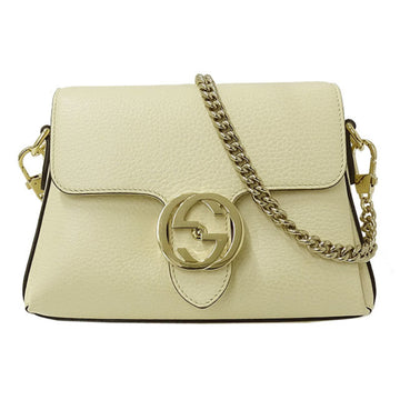 Gucci Women's Shoulder Bag Chain Leather White 607720