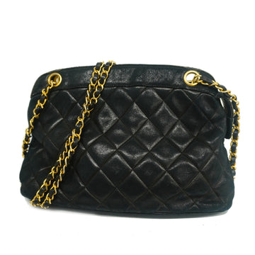 CHANELAuth  Matelasse Chain Shoulder Women's Leather Shoulder Bag Black