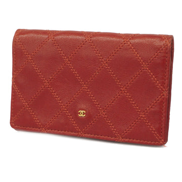 CHANELAuth  Bicolor Wallet Gold Hardware Women's Lambskin Wallet [bi-fold] Red