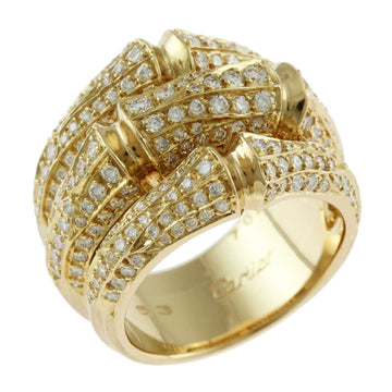 CARTIER Bamboo Diamond Ring No. 12 18K Yellow Gold Ladies