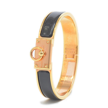 Hermes Clic Anneau PM Bangle Bracelet Enamel Rose Gold/Black