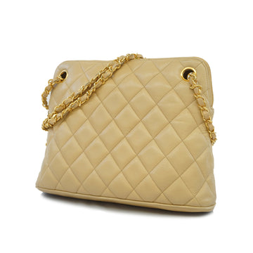 Chanel Matelasse Chain Shoulder Women's Leather Shoulder Bag Beige