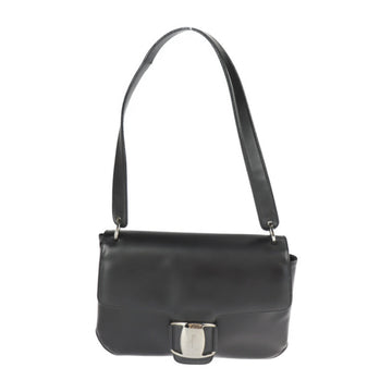 SALVATORE FERRAGAMO Vara shoulder bag 21 7171 leather black silver hardware handbag