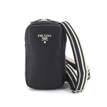 PRADA mini shoulder bag leather black 1BP027 silver metal fittings Bag