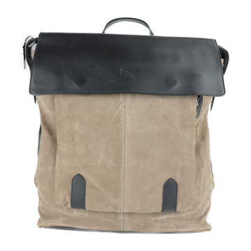 CHRISTIAN LOUBOUTIN Backpack/Daypack Suede Leather Brown Black Silver Metal Fittings Backpack
