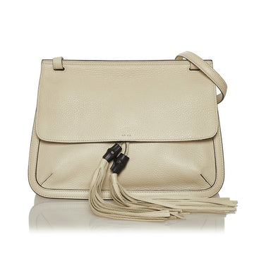 Gucci Bamboo Tassel Shoulder Bag 370826 Ivory Leather Ladies GUCCI