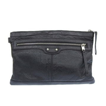 BALENCIAGA Leather Classic Clip M Clutch Bag Second 273022 Black