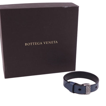 BOTTEGA VENETA bracelet calf leather silver 925 men's navy
