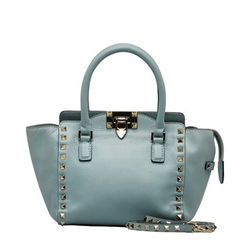 VALENTINO GARAVANI Garavani Rockstud Handbag Shoulder Bag 2WAY Blue Leather Ladies