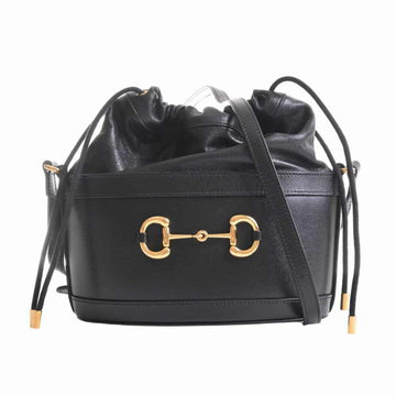 Gucci horsebit leather bucket bag shoulder black