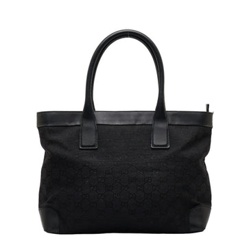 GUCCI GG Canvas Handbag 002 1119 Black Leather Women's