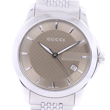 GUCCI G timeless watch 126.4 stainless steel gold quartz analog display bronze dial men's