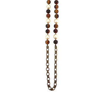 Chanel long necklace beads fake pearl brown 1985 accessories vintage Long Necklace