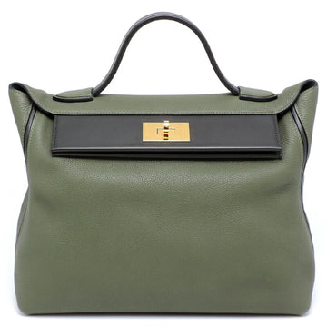 Hermes Sac Van Quatre 24/24 35 Women's Men's Handbag Swift Green Black
