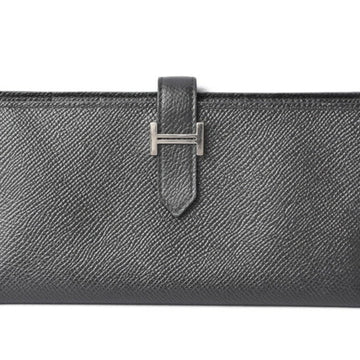 Hermes Wallet HERMES Long Bearns Frevo Epsom Black Silver Hardware