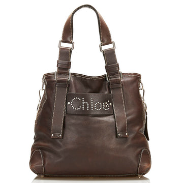 CHLOE  Patsy Studded Tote Bag Brown Leather Ladies